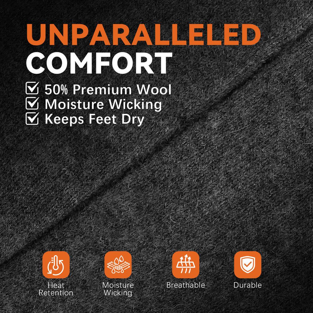 Ultimate Wool Heated Socks – 7.4V, 5s Instant Warmth, 16H Battery, Coolmax & Hidden Heating