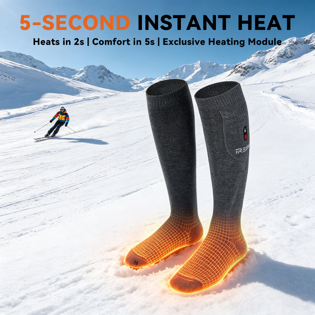 Ultimate Wool Heated Socks – 7.4V, 5s Instant Warmth, 16H Battery, Coolmax & Hidden Heating