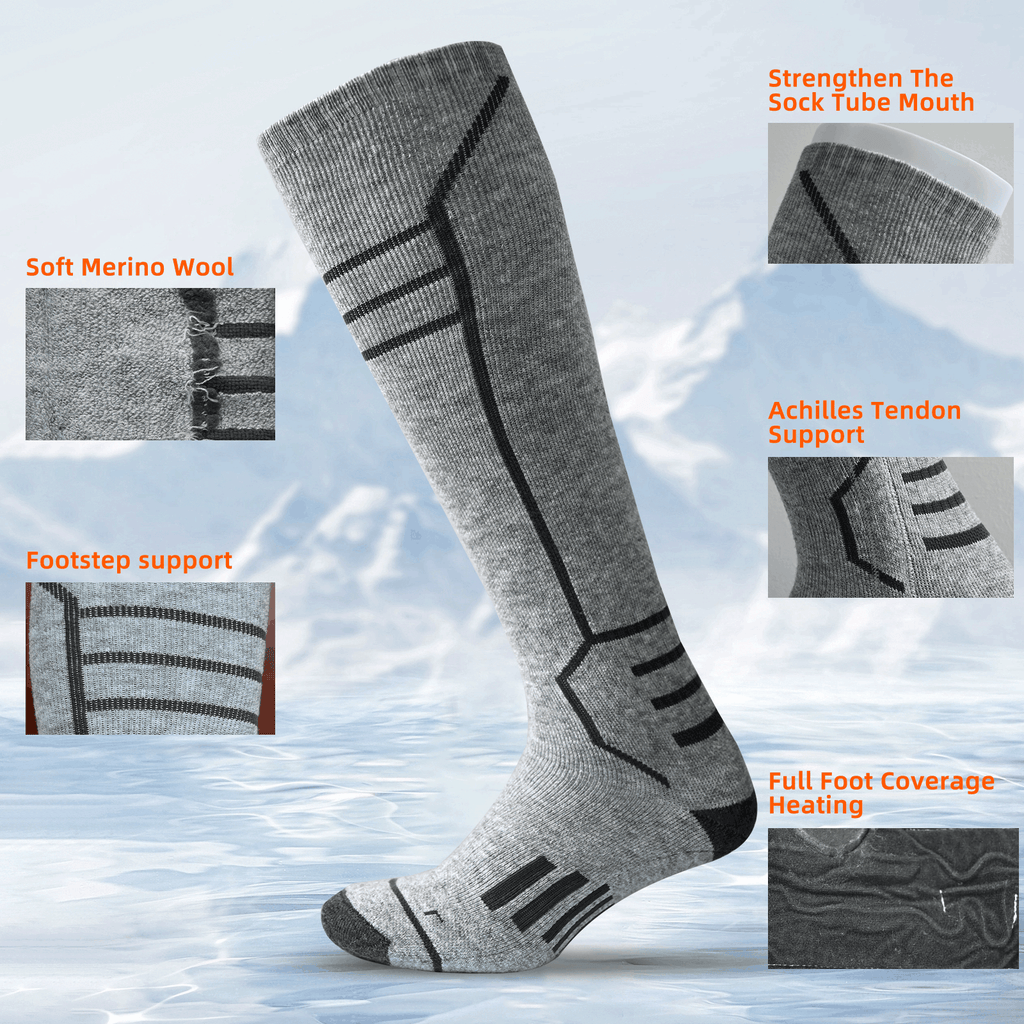 Unisex Merino Wool Blend Heated Socks | Winter Warm Thermal Socks for Hunting, Skiing & Cold Weather