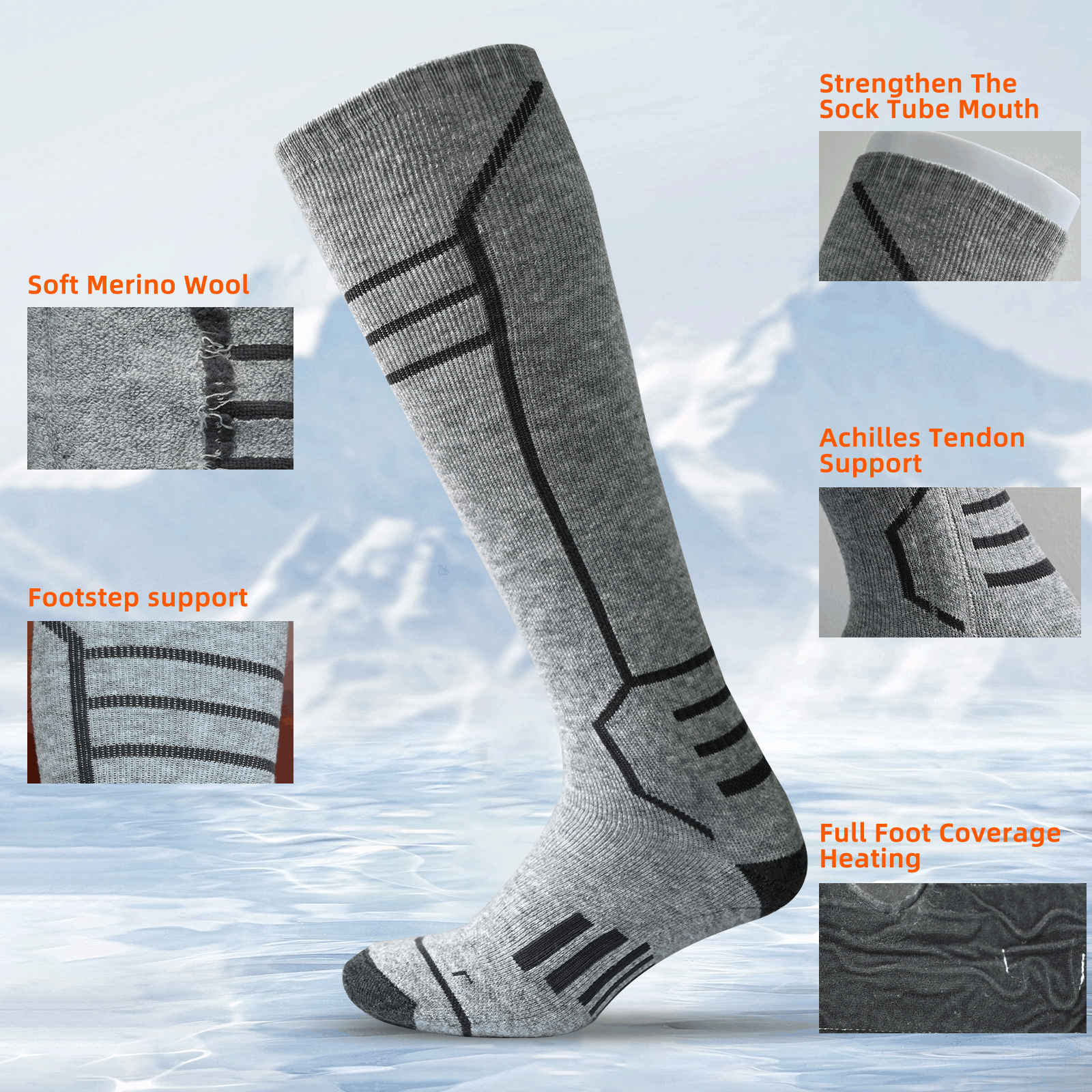 Unisex Merino Wool Blend Heated Socks | Winter Warm Thermal Socks for Hunting, Skiing & Cold Weather