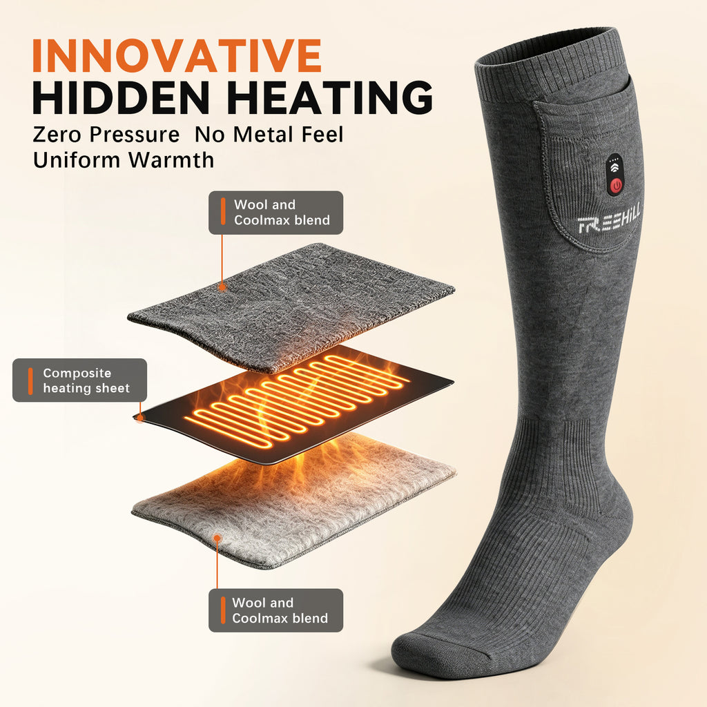 Ultimate Wool Heated Socks – 7.4V, 5s Instant Warmth, 16H Battery, Coolmax & Hidden Heating
