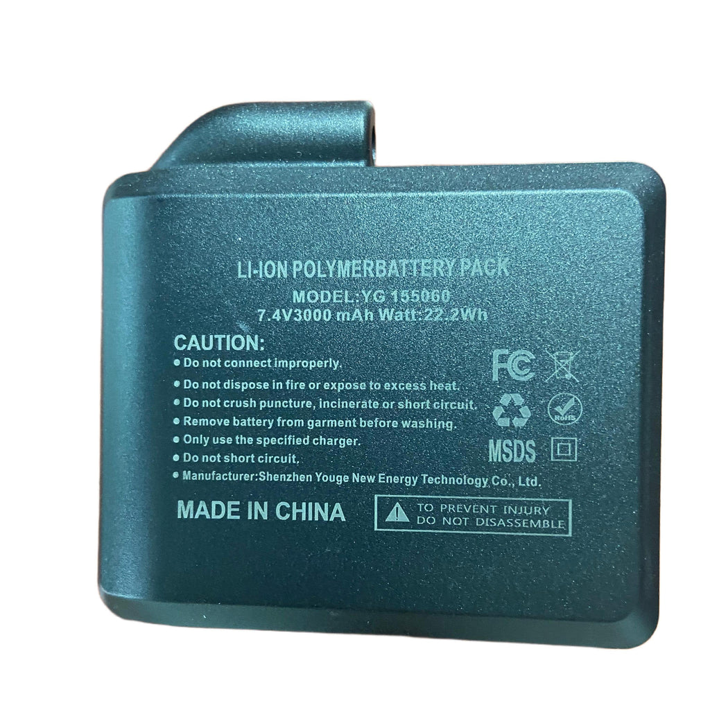 YG155060 3000mAh 7.4V Battery Pack + Charger for FREEHILL Heated Gloves